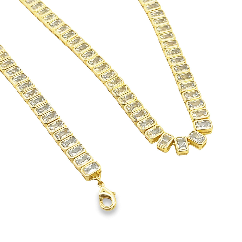 Wide Rectangle CZ Tennis Necklace (H207/I570)