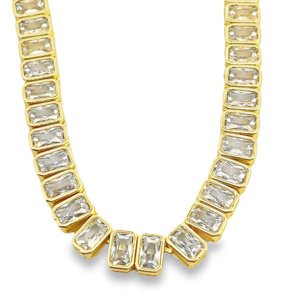 Wide Rectangle CZ Tennis Necklace (H207/I570)
