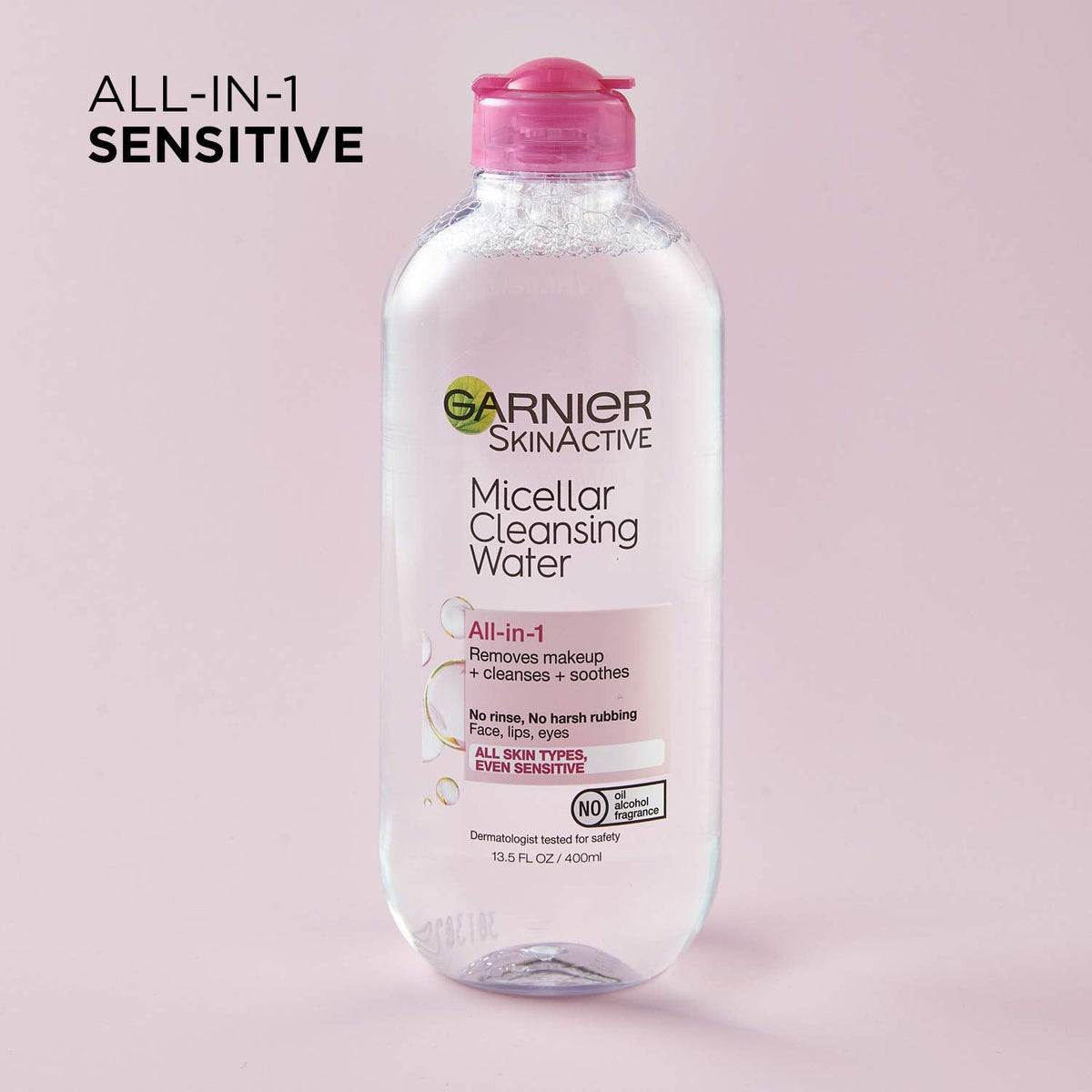 Garnier Micellar Cleansing Water, All-in-1 Makeup Remover and Facial Cleanser, For All Skin Types, 3.4 Fl Oz (100mL), 1 Count (Packaging May Vary)