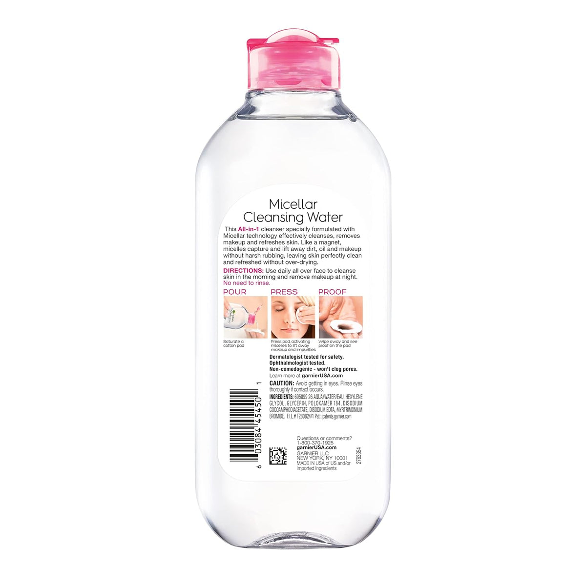 Garnier Micellar Cleansing Water, All-in-1 Makeup Remover and Facial Cleanser, For All Skin Types, 3.4 Fl Oz (100mL), 1 Count (Packaging May Vary)