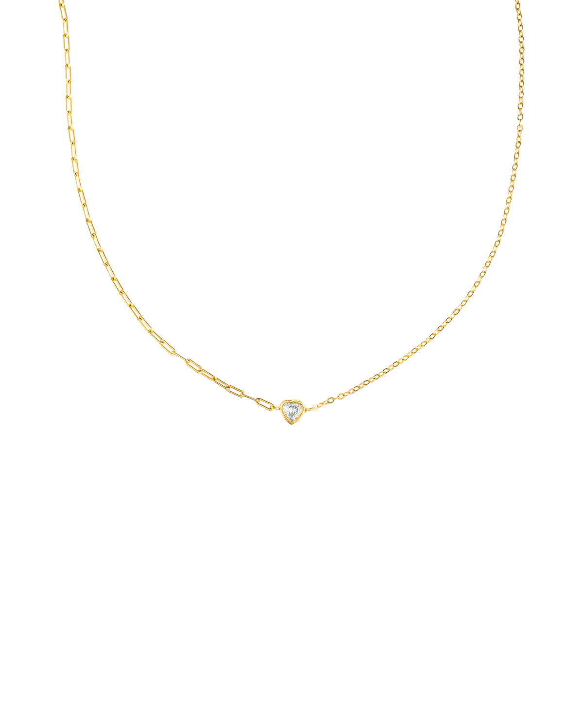 Heart Paperclip & Rolo Chain Necklace & Bracelet (F226A)(I84)